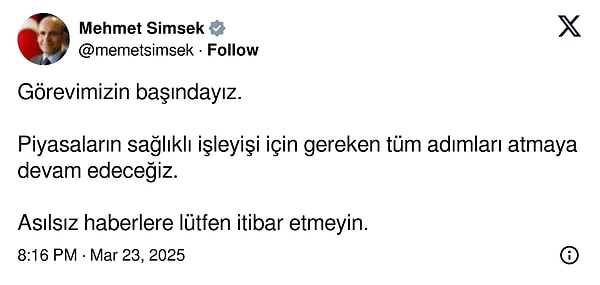 "Görevimizin başındayız."