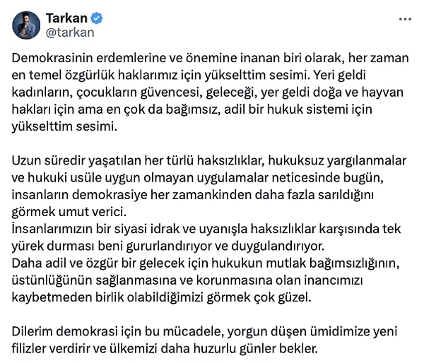 Tarkan'ın paylaşımı 👇