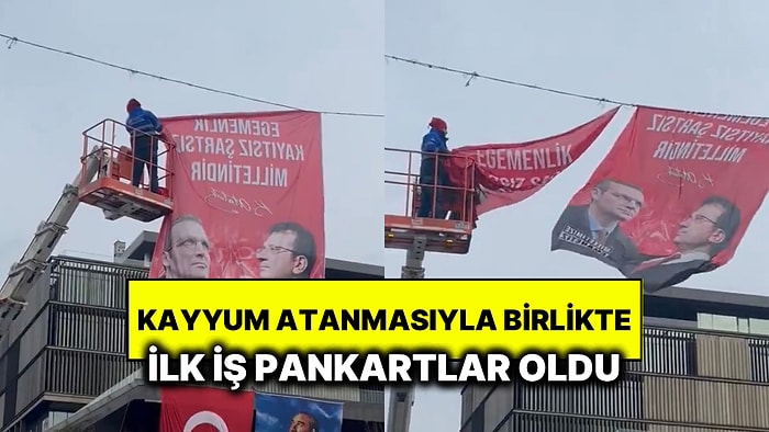 Kayyum Atanmasıyla Birlikte Şişli Belediyesi Çevresine Asılan İmamoğlu Pankartları Sökülmeye Başlandı