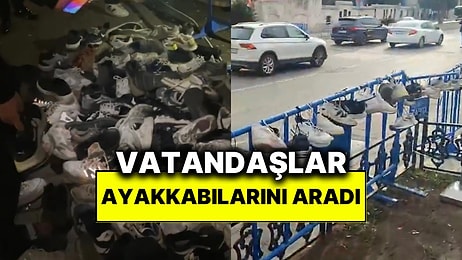 Polisin Sert Müdahalesi Esnasında Vatandaşların Kaybettiği Ayakkabıları Yol Kenarlarına Asıldı