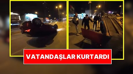 O Anlar Kask Kamerasına Yansıdı: Bir Araç Takla Attı, Aracın İçerisindeki Kazazedeleri Vatandaşlar Kurtardı