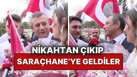 Saraçhane’de Vatandaşlarla Buluşan Özgür Özel, Yeni Evlenen Çifte CHP Rozeti Taktı