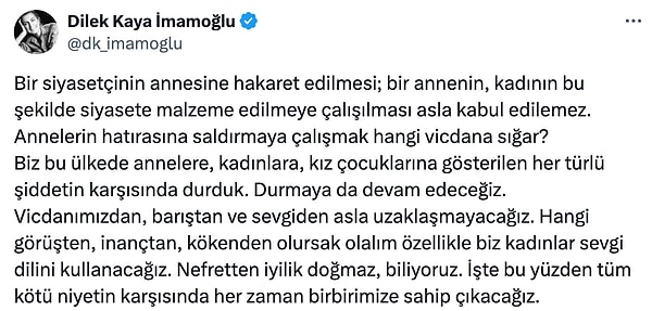 Dilek İmamoğlu konu hakkında sosyal medyadan açıklama yayımladı: