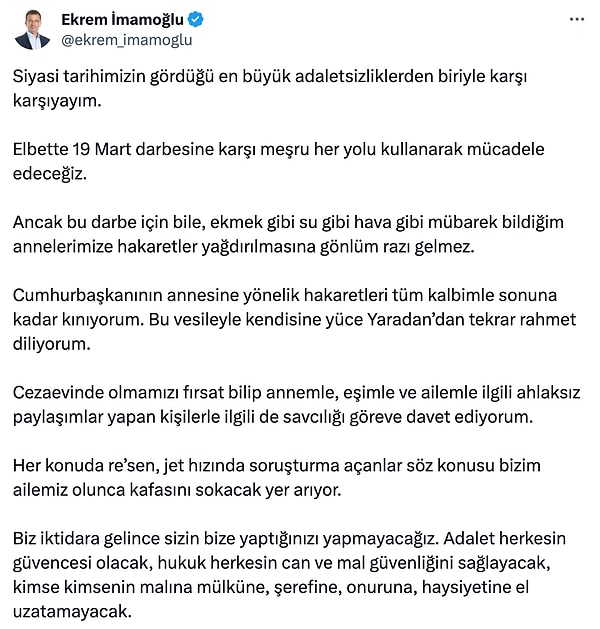 Ekrem İmamoğlu'ndan açıklama: