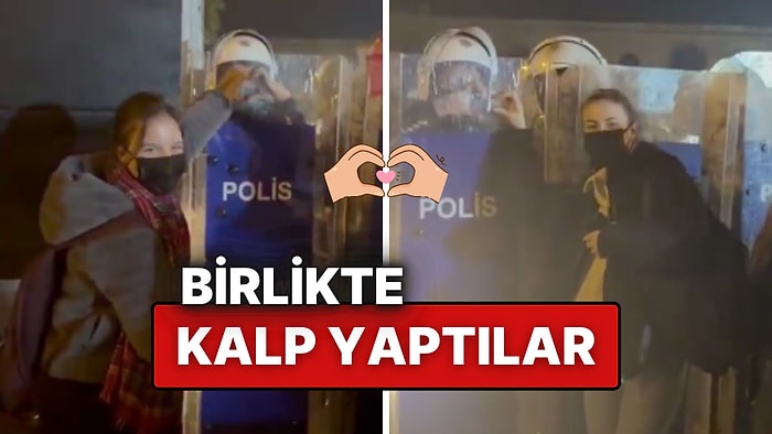 Ekrem İmamoğlu’na Destek Eylemine Katılan Gençler, Polislerle Birlikte Kalp Yaptı!