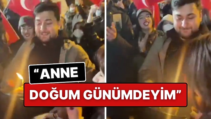 Ekrem İmamoğlu'na Destek Protestosuna Katılan Bir Gencin Yürüyüş Sırasında Doğum Günü Kutlandı!