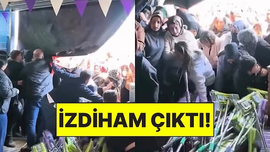 Ürünleri İndirimli Satacağını Duyuran Bir Mağazanın Açılışında İzdiham Çıktı