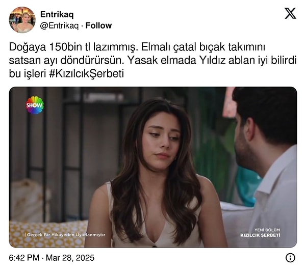3. Doğa o aldığın elma şeklindeki çatal-bıçak takımını satsan yırtıyordun, bu arada!