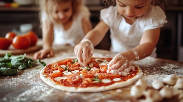 Ev yapımı pizza hazırlama. Görseli