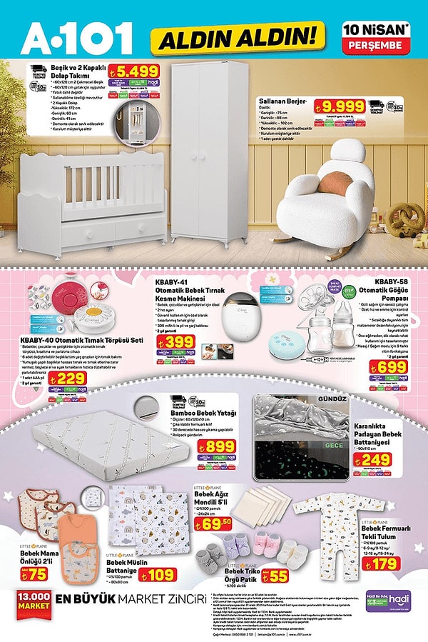 Beşik ve 2 Kapaklı Dolap Takımı 5.499 TL