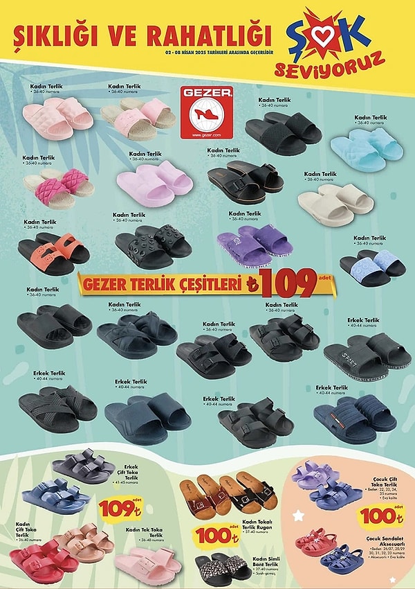 Gezer Terlik Çeşitleri 109 TL,