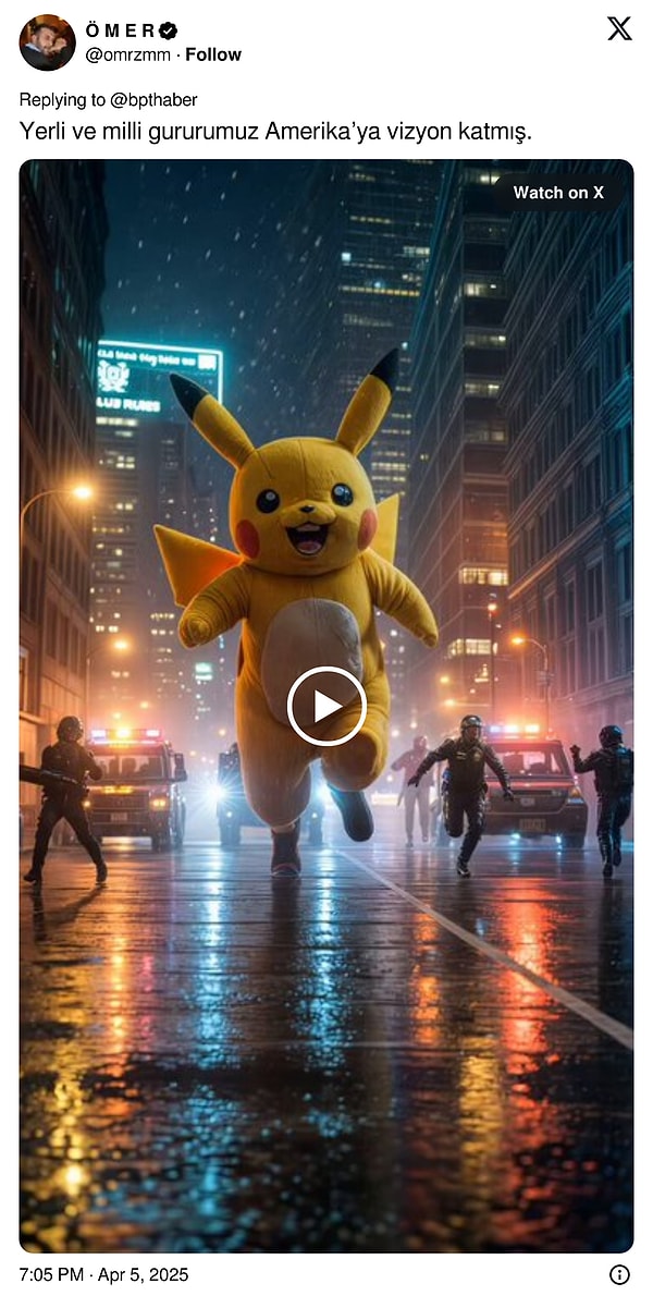 ABD'deki eylemlerde görülen Pikachu, elbette ülkemizde de gündem oldu;