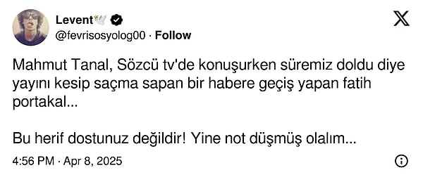 Fatih Portakal ve Sözcü TV'nin tutumu tepki çekti.