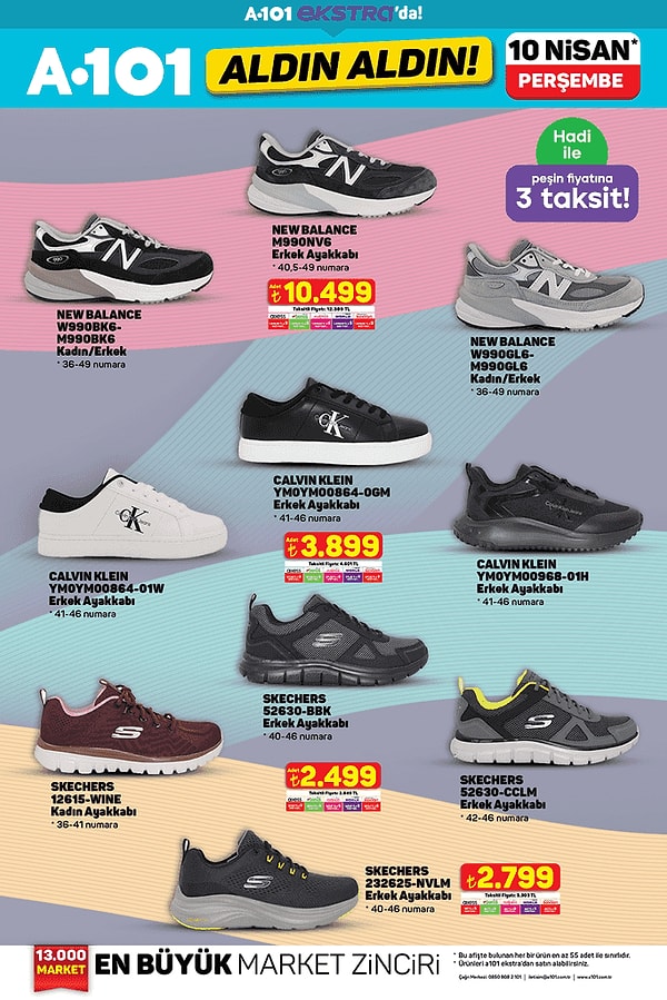 New Balance Calvin Klein ve Skechers Ayakkabılar