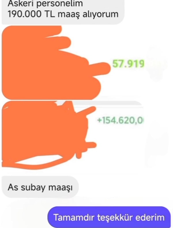 Bir askeri personelin mesajı;