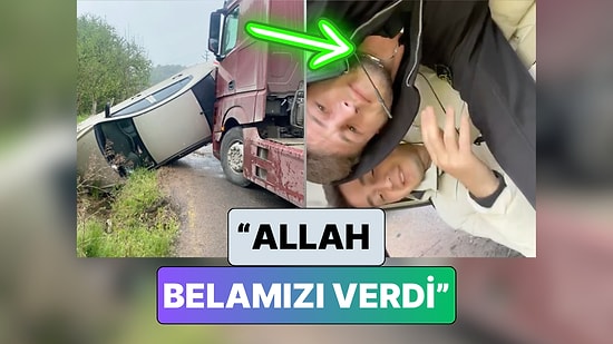 Trafik Kazası Geçiren İki Genç Yan Dönen Arabada Video Çekmeye Çalıştı