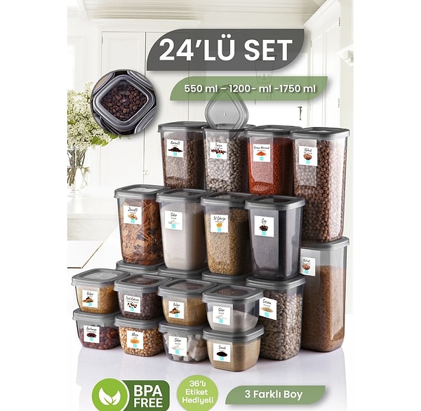 10. Mybox 24’lü Etiketli Erzak Kabı Seti