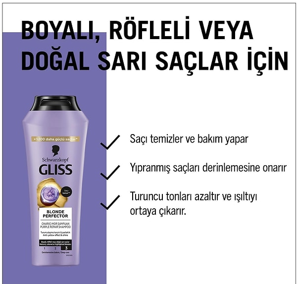 Gliss Blonde Perfector Turunculaşma Karşıtı Onarıcı Şampuan