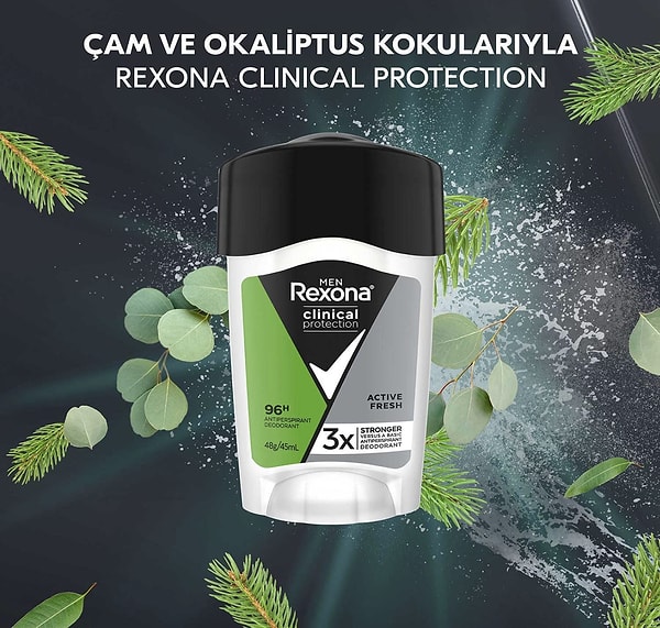 Rexona Clinical Protection Erkek Stick Deodorant Active Fresh Ter Kokusuna Karşı Koruma
