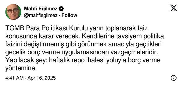"Merkez bankaları dünyada sürpriz yapması gereken en son kurumdur."