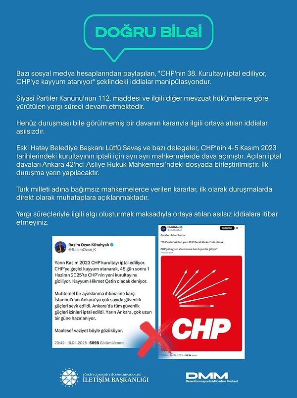Dezenformasyonla Mücadele Merkezi'nin ise açıklaması şöyle oldu 👇