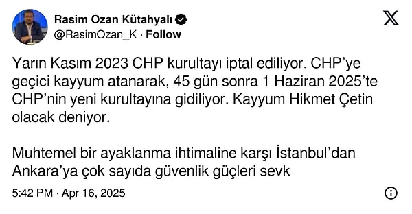 Rasim Ozan Kütahyalı'nın gözaltına alınmasına neden olan paylaşımı;