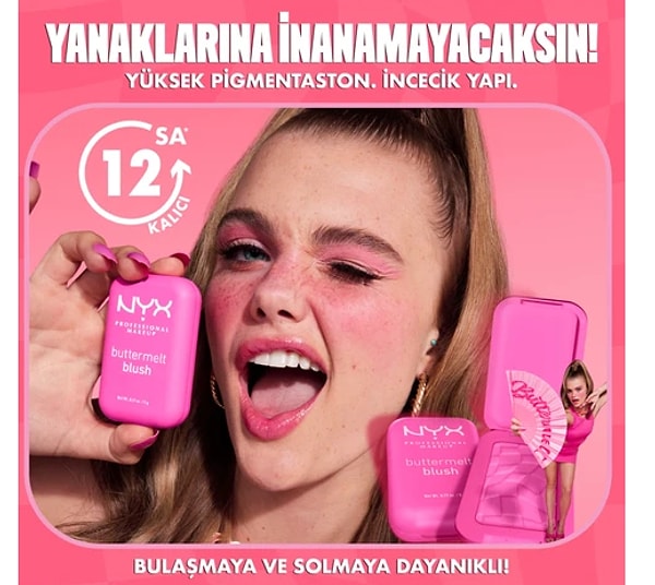 Nyx Buttermelt Blush Kremsi Pembe Pudra Allık