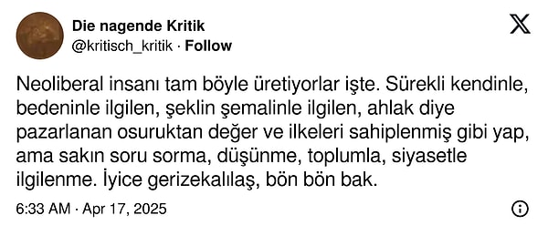 Bu tip listelerin sorgulama duygusunu körelttiğini düşünenler de var. Görseli