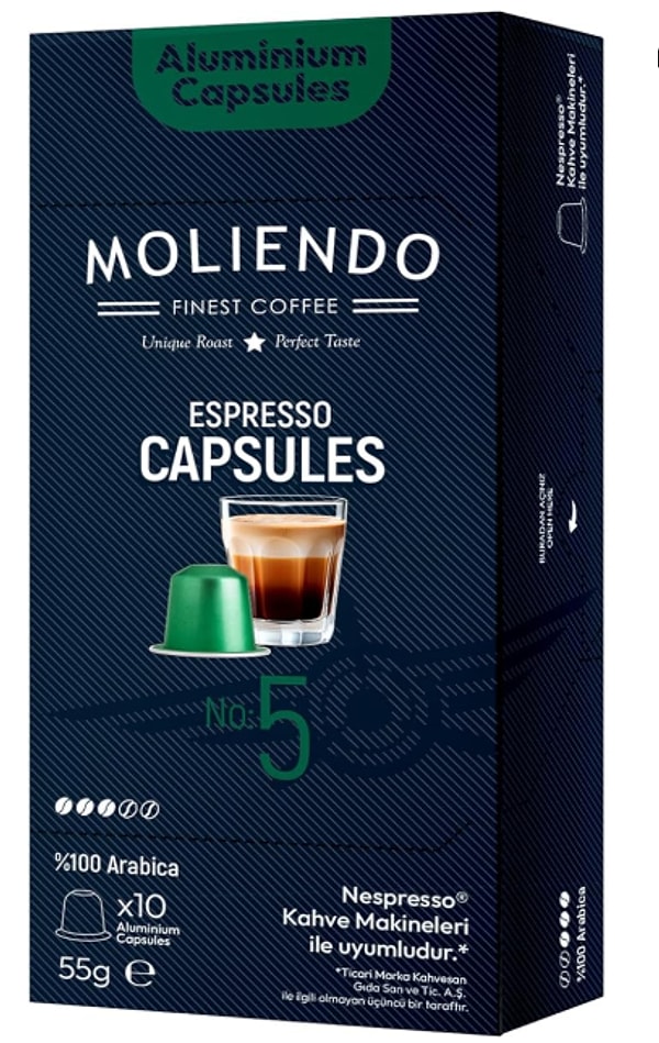 Moliendo Finest Coffee Kapsül No:5 Nespresso Uyumlu Alüminyum Kapsül