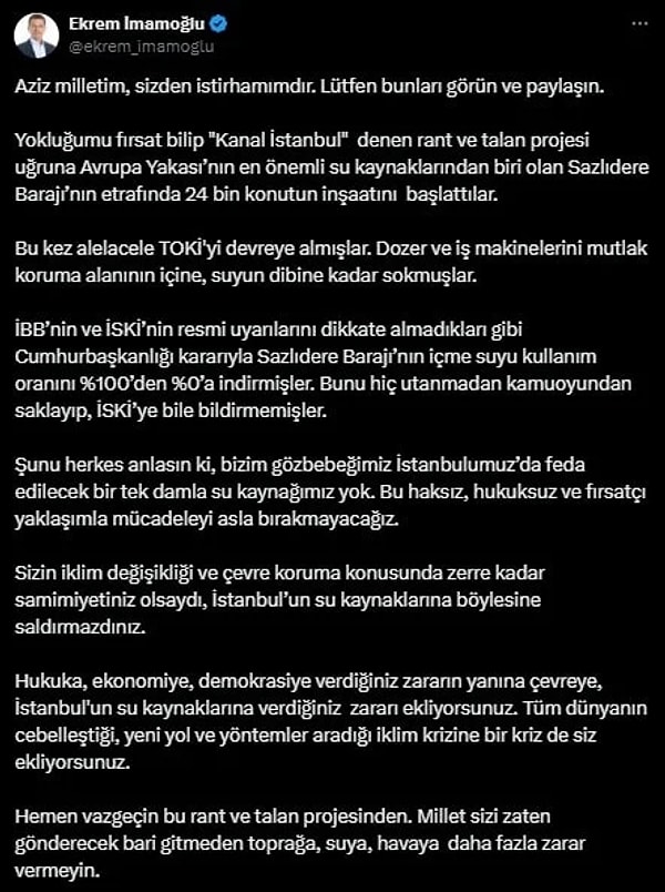 İşte o paylaşım: