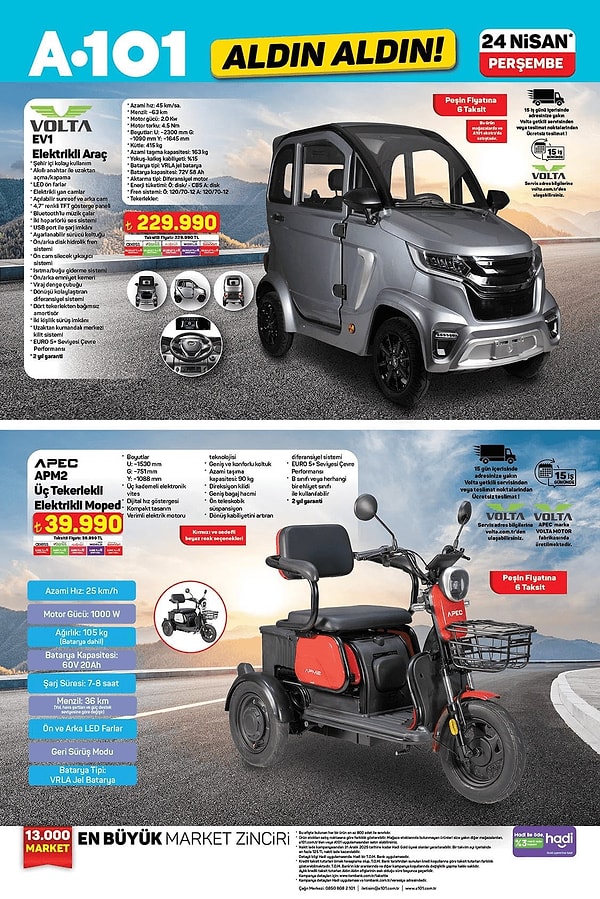 Volta EV1 Elektrikli Araç 229.990 TL