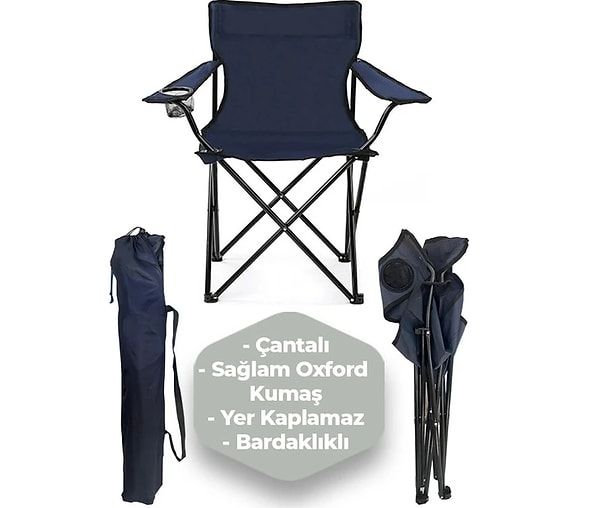 KS 2 Adet Çantalı Katlanır Kamp Sandalyesi