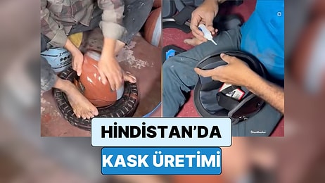 Hindistan'da Kask Üretim Anında Çekilen Görüntüler Kaza Yaşanmaması İçin Dua Ettirdi