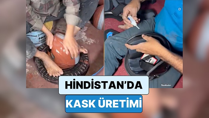 Hindistan'da Kask Üretim Anında Çekilen Görüntüler Kaza Yaşanmaması İçin Dua Ettirdi