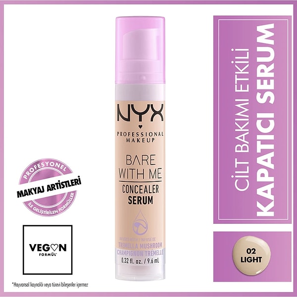 10. NYX Bare With Me - Kapatıcı Serum 02 Light