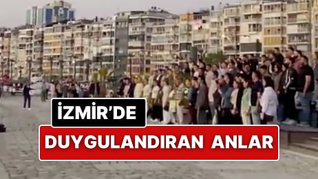 İzmir'de Küçük Çocuk İstiklal Marşı Okudu, Vatandaşlar Saygı Duruşuna Geçti!