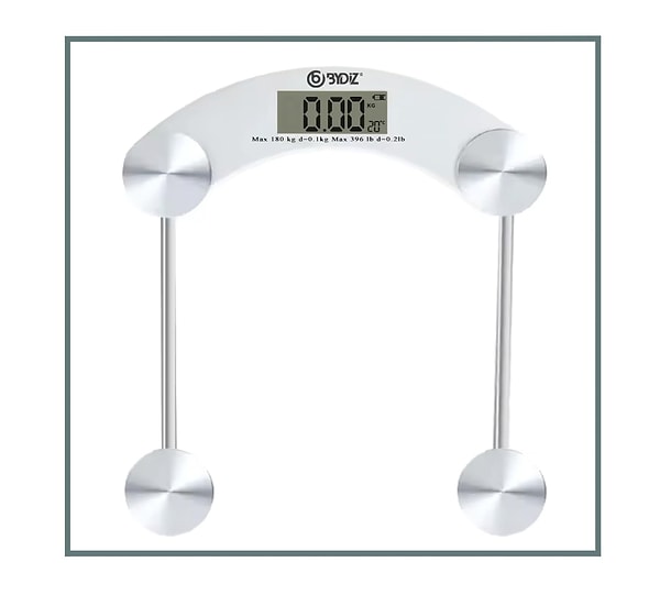 10. BYDİZ Dijital Baskül Banyo Tartı 180 Kg Kapasiteli Temperli Cam