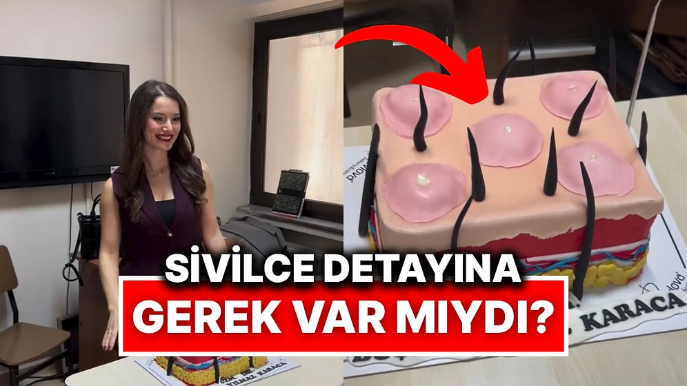 İştahımız Kesildi: Dermotolog Uzmanlığını Kutlayan Kadına Deri Yapısı Şeklinde Pasta Yapıldı