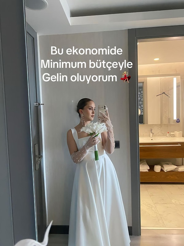 Bir gelin ise bütün bu 'geleneklerin' dışına çıkarak "minimum bütçeyle" gelin olmaya karar verdi. Görseli