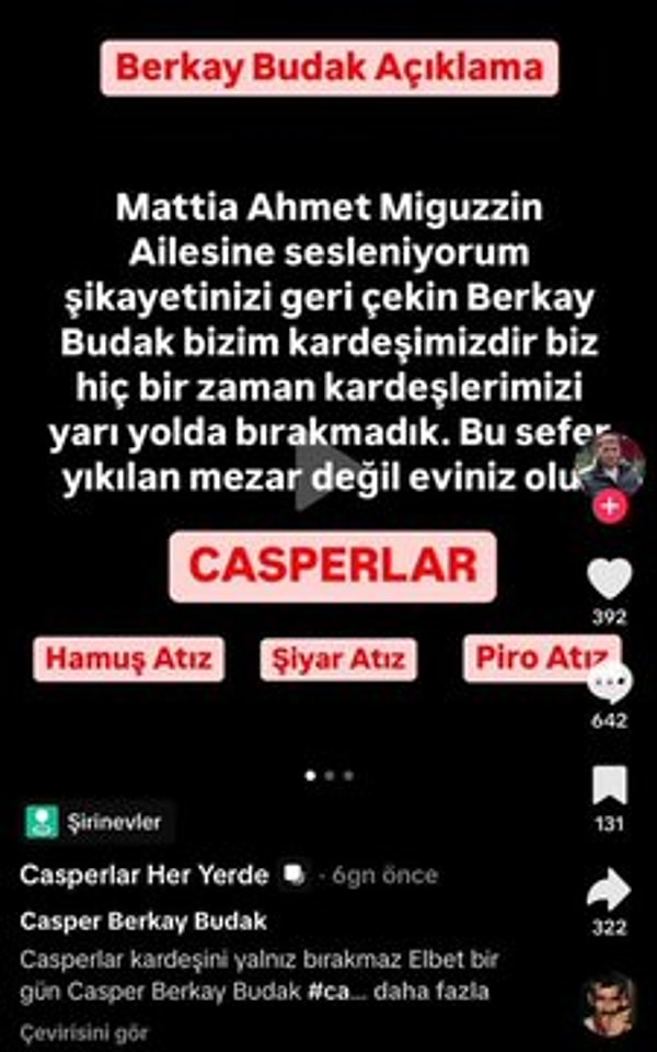 "Berkay Budak bizim kardeşimizdir"
