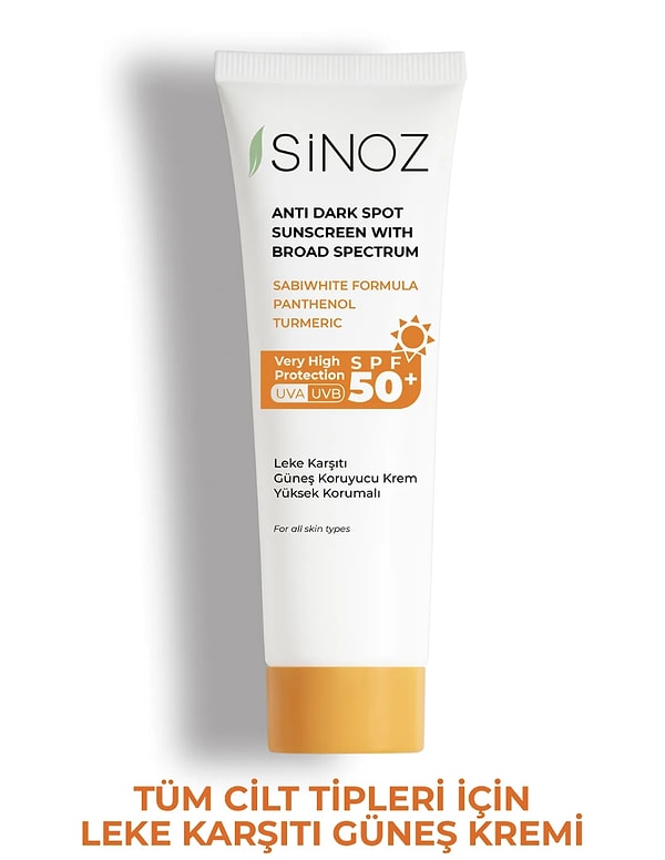 12. Sinoz Spf 50 Leke Karşıtı Yüksek Koruyucu Yüz Güneş Kremi 50 ml Normal Ve Kuru Ciltler Için