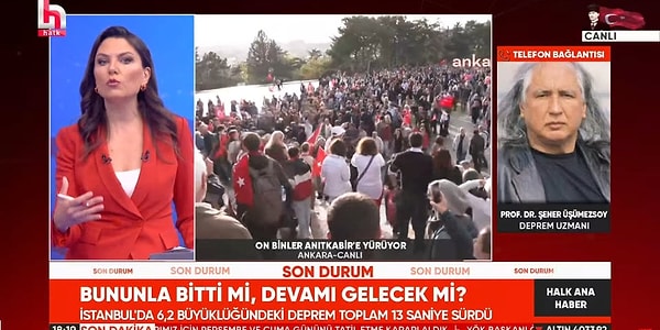 Halk TV Ana Haber'e telefon bağlantısıyla katılan Şener Üşümezsoy, yeni bir deprem olup olmayacağı konusunda açıklamalar yaptı. Görseli