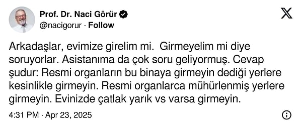 İşte Naci Görür'ün o açıklaması: