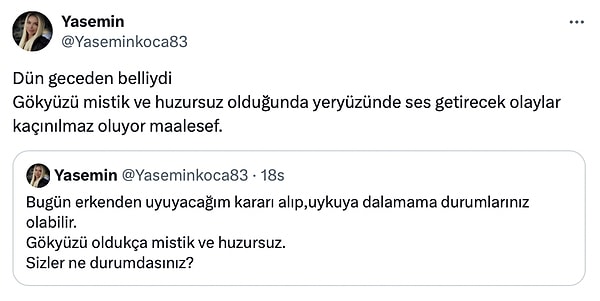 Astrolog Yasemin Koç, gökyüzünden yola çıkarak dün gece uyarıda bulunduğunu söyledi. 👇