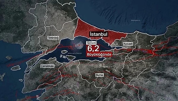 Marmara Denizi'nde Silivri açıklarında 6,2 büyüklüğünde deprem meydana geldi. Deprem, İstanbul'un yanı sıra çevre illerden de hissedildi.
