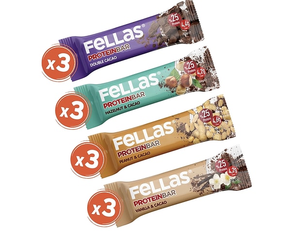 5. Fellas Protein Bar 32 gr Karma Kutu 12 Adet (4 Çeşit)