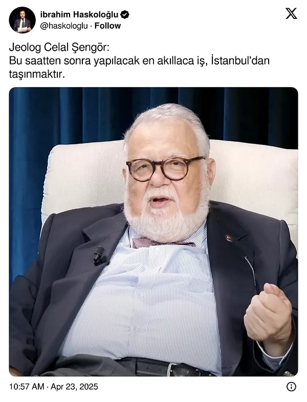 İbrahim Haskoloğlu'nun aktardığına göre Şengör'ün sözleri şöyle;