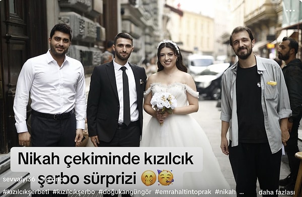 Nikah çekimleri esnasında Kızılcık Şerbeti setine rastladılar!