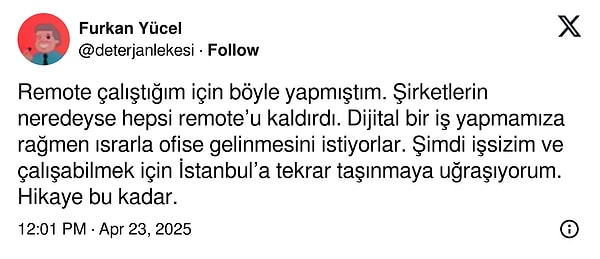 Uzaktan çalışma şartlarının da kötüleşmesi insanları göçe zorluyor.