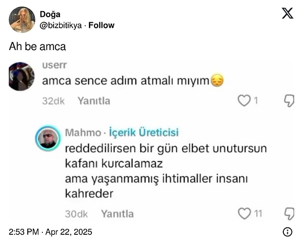 Hayat dersi geldi.